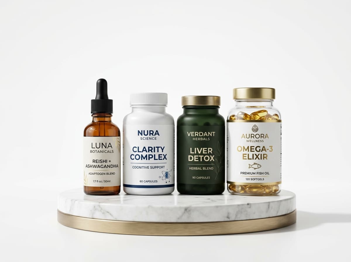 Clinical dietary supplements presented on laboratory pedestal